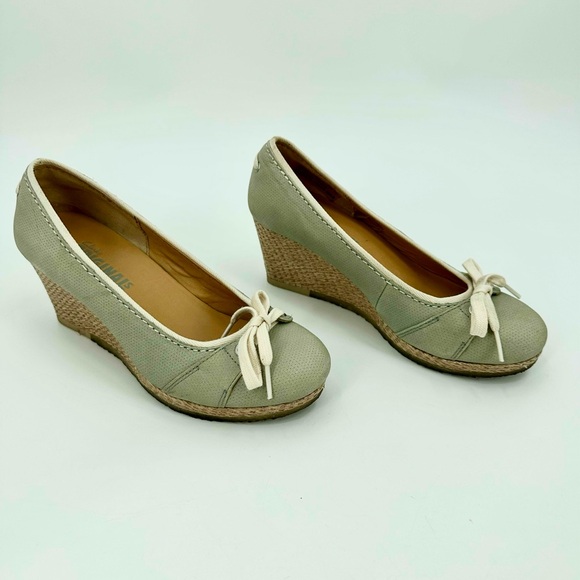 Clarks Originals Vogue Rose Espadrille Wedge Green 64613 Womens 8M Leather Upper - Picture 2 of 11